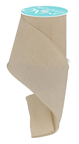 Wired Cream Royal Burlap Ribbon-4”x10 Yards