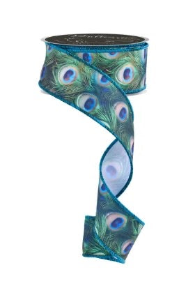 Wired Peacock Ribbon- 1.5” x10 Yards