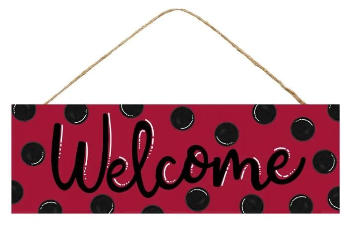Polkadot Ladybug Welcome Wreath Sign- 15”x5”