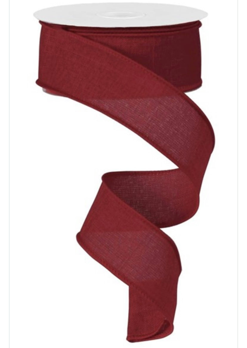 Wired Burgundy Royal Burlap Ribbon- 1.5”x10 Yards