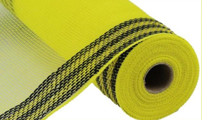 10.5”x 10 Yards Yellow with Black Border Stripe Mesh