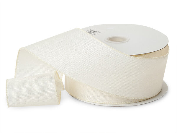 50 Yards - 2.5” Wired Off White Cream Linen Ribbon