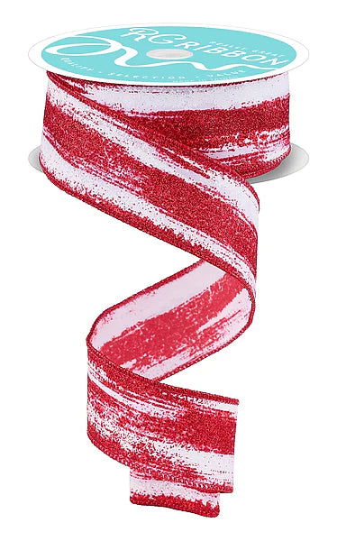 Wired Glitter Paint Strokes Ribbon- 1.5”x10 Yards