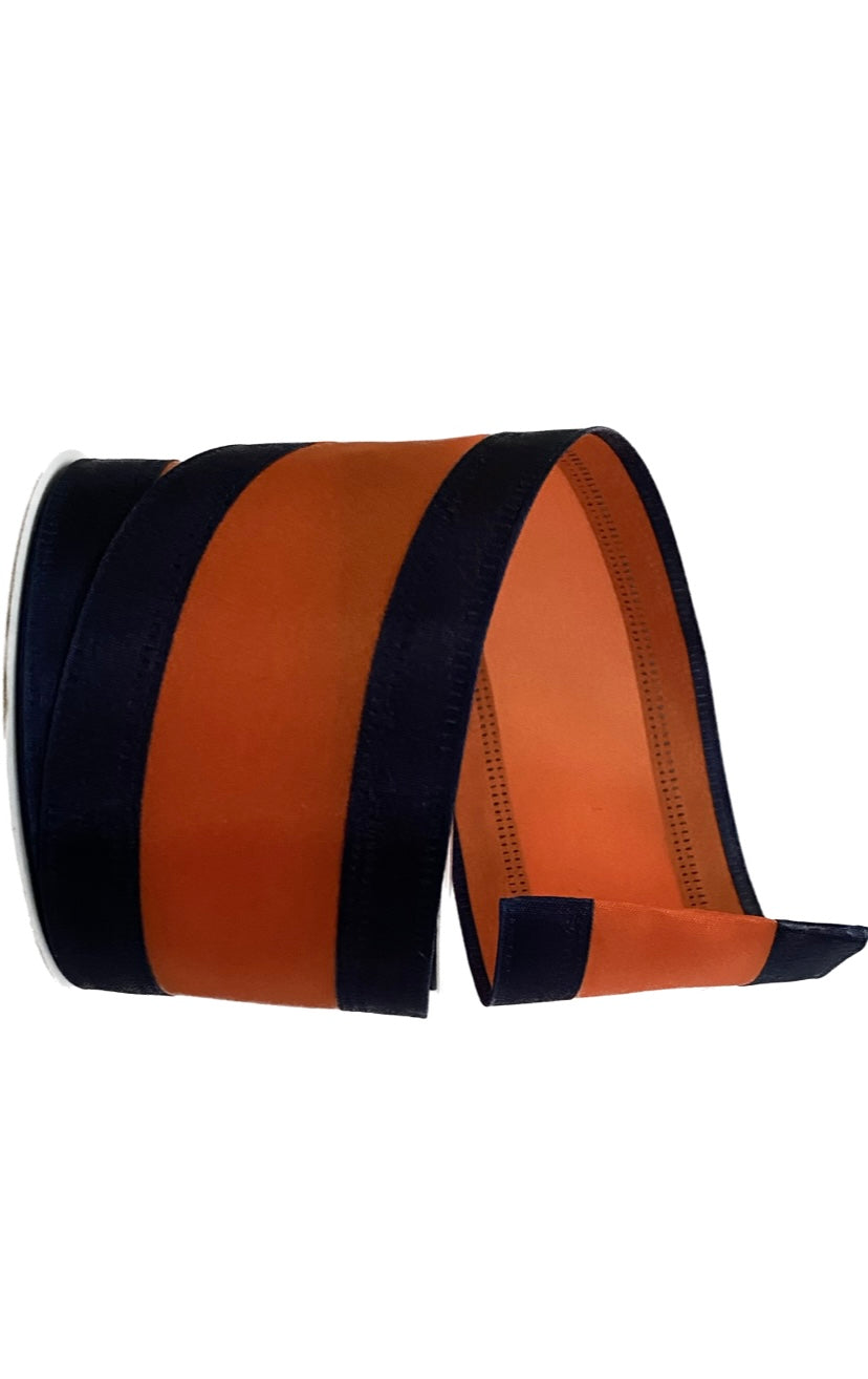 Wired Orange and Navy Stripe Satin Ribbon-2.5”x10 Yards