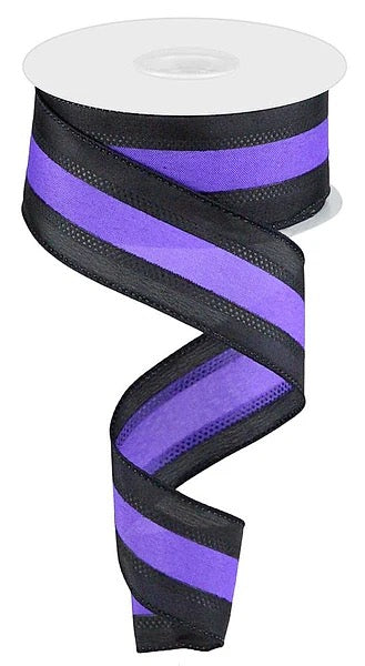 Wired Black and Purple Stripe Ribbon- 1.5”x10 Yards