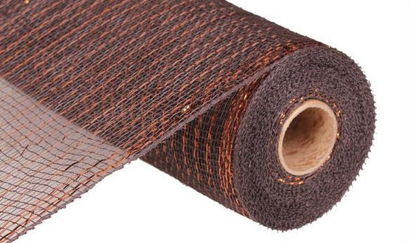 10 inch x 10 Yards Chocolate with Copper Foil Metallic Mesh