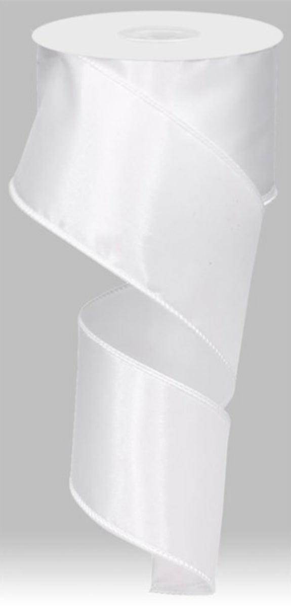 10 Yards - 2.5” Wired White Satin Ribbon