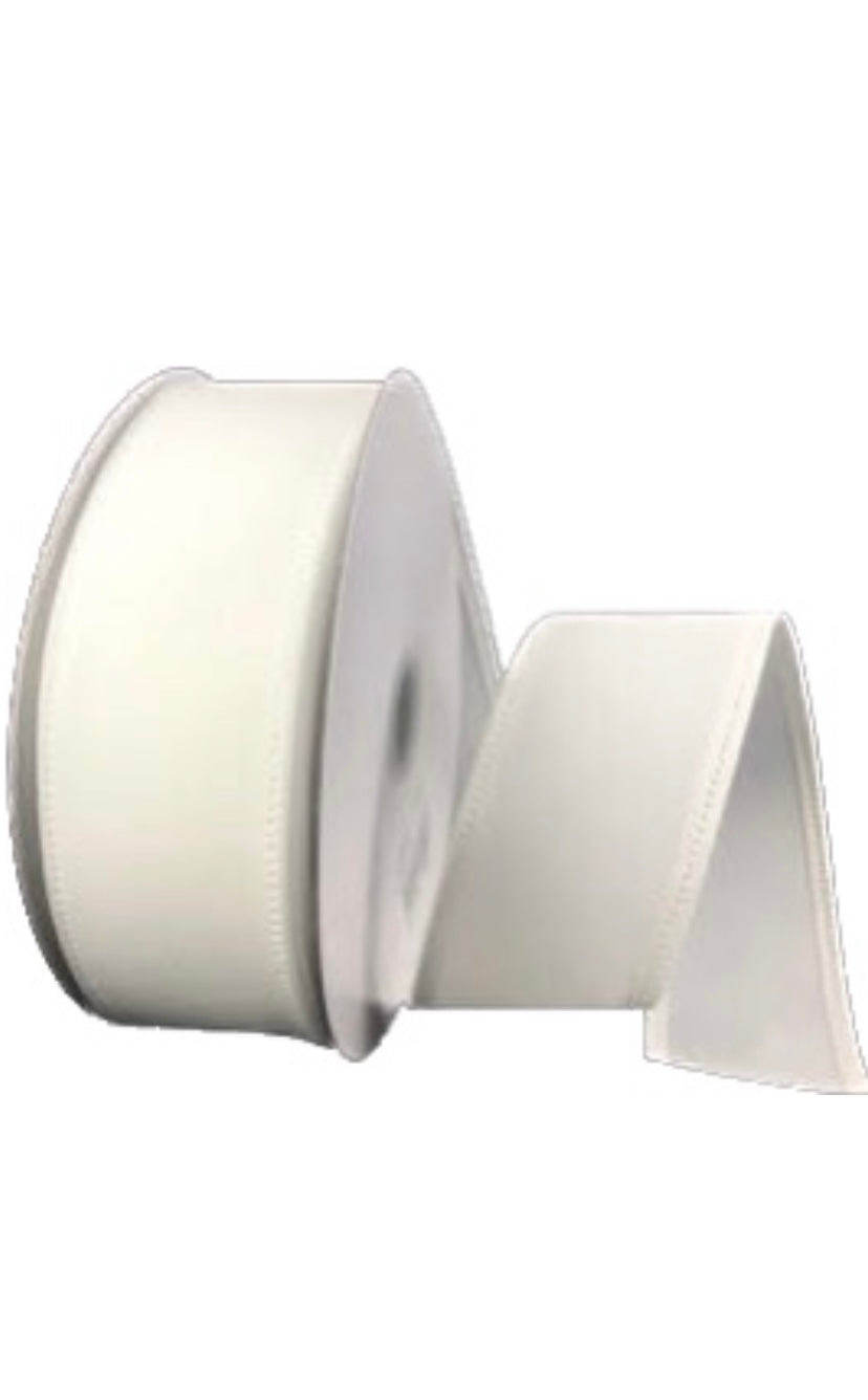 Wired White Velvet Ribbon-1.5”x10 Yards