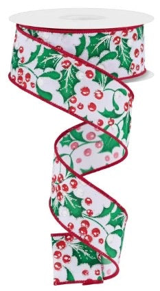 Wired Winter Foliage Ribbon-1.5”x10 Yards