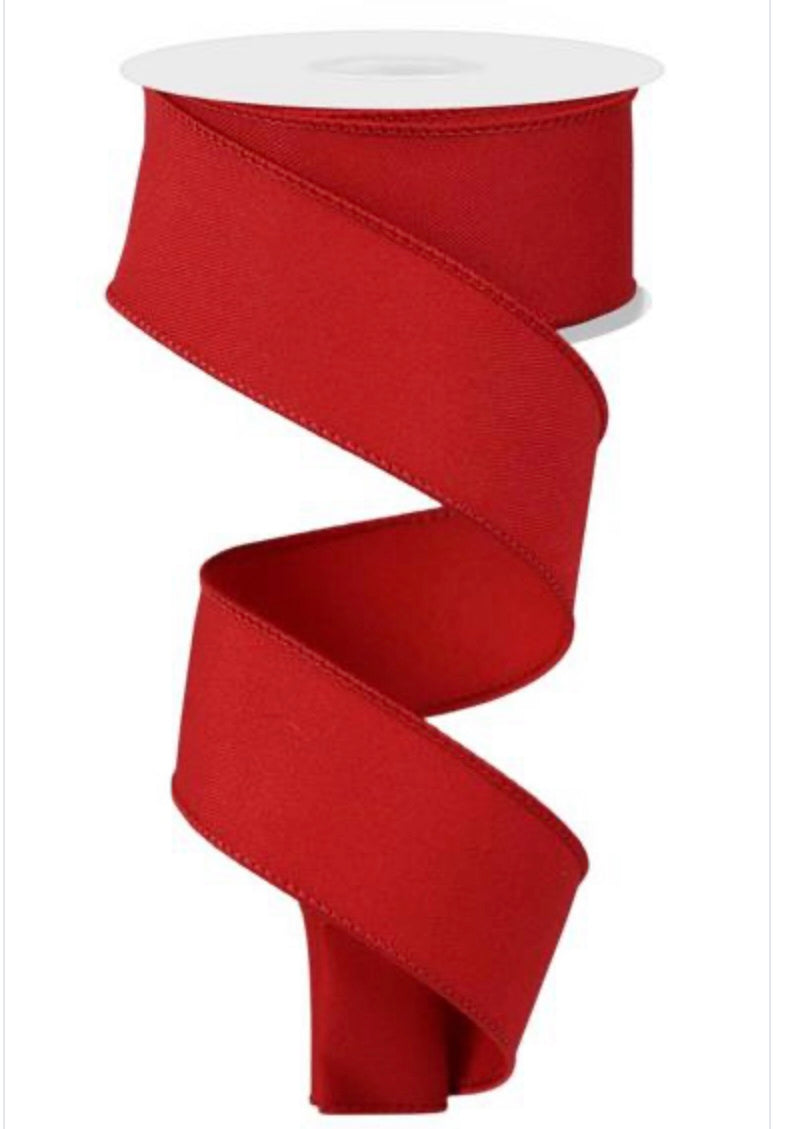 Wired Red Diagonal Weave Fabric Ribbon- 1.5”x10 Yards