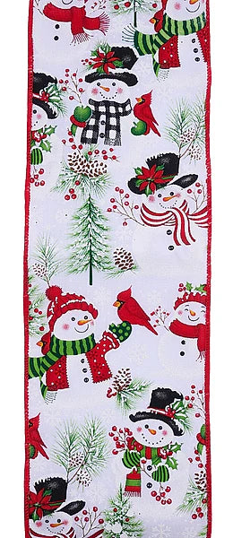 Wired Winter Snowmen Friends Ribbon-4”x10 Yards