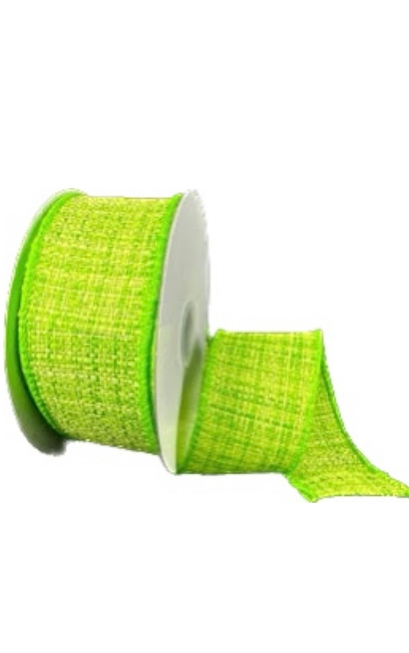 Wired Lime Green Embellished Tweed Ribbon-1.5”x10 Yards