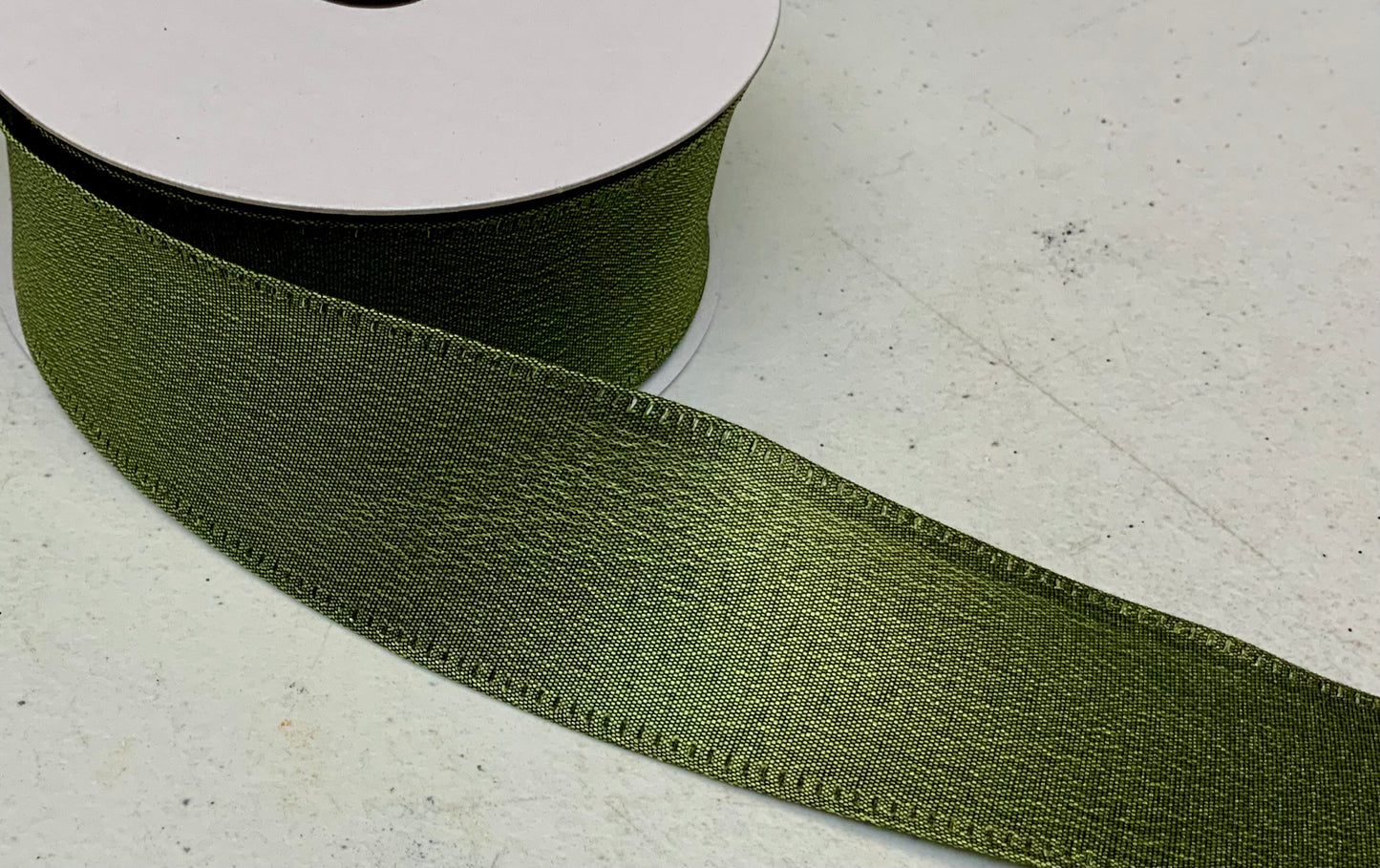 Wired Moss Satin Ribbon- 1.5”x10 Yards