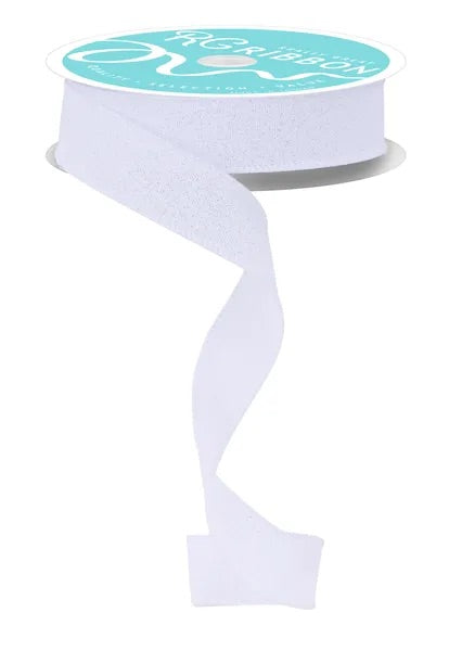10 Yards - 7/8” Wired White Glitter Ribbon