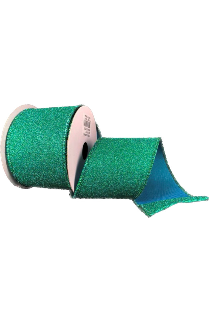 Wired Turquoise Glitter Ribbon- 2.5”x10 Yards