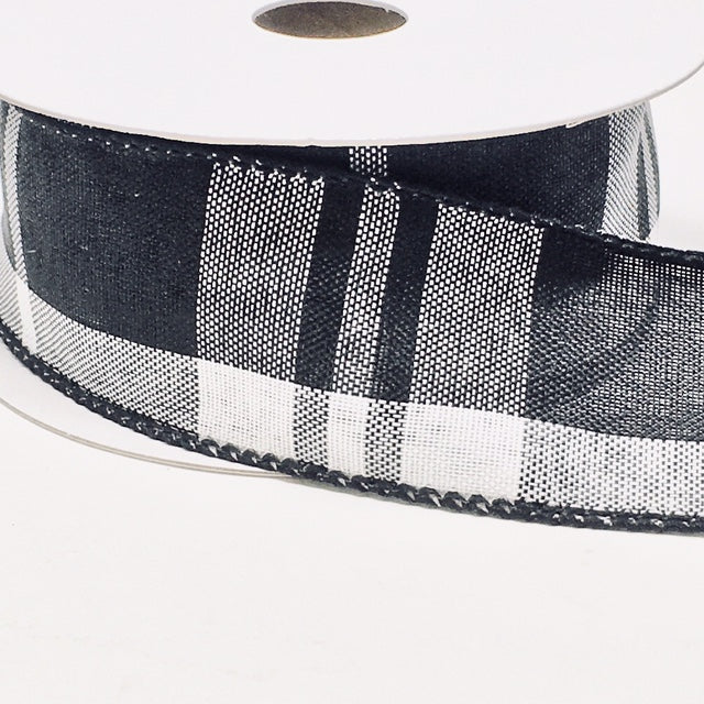 1.5 Black and White Check Ribbon (10 Yards)