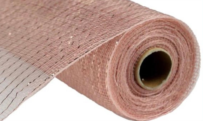 Rose Gold with Foil Metallic Mesh- 10”x10 Yards