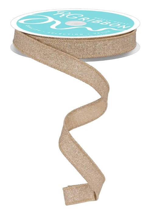 10 Yards - 5/8” Wired Taupe Glitter Ribbon