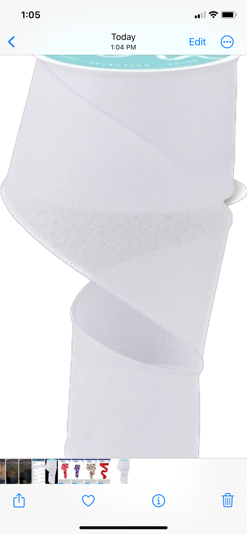 10 Yards - 2.5" Wired White Ribbon