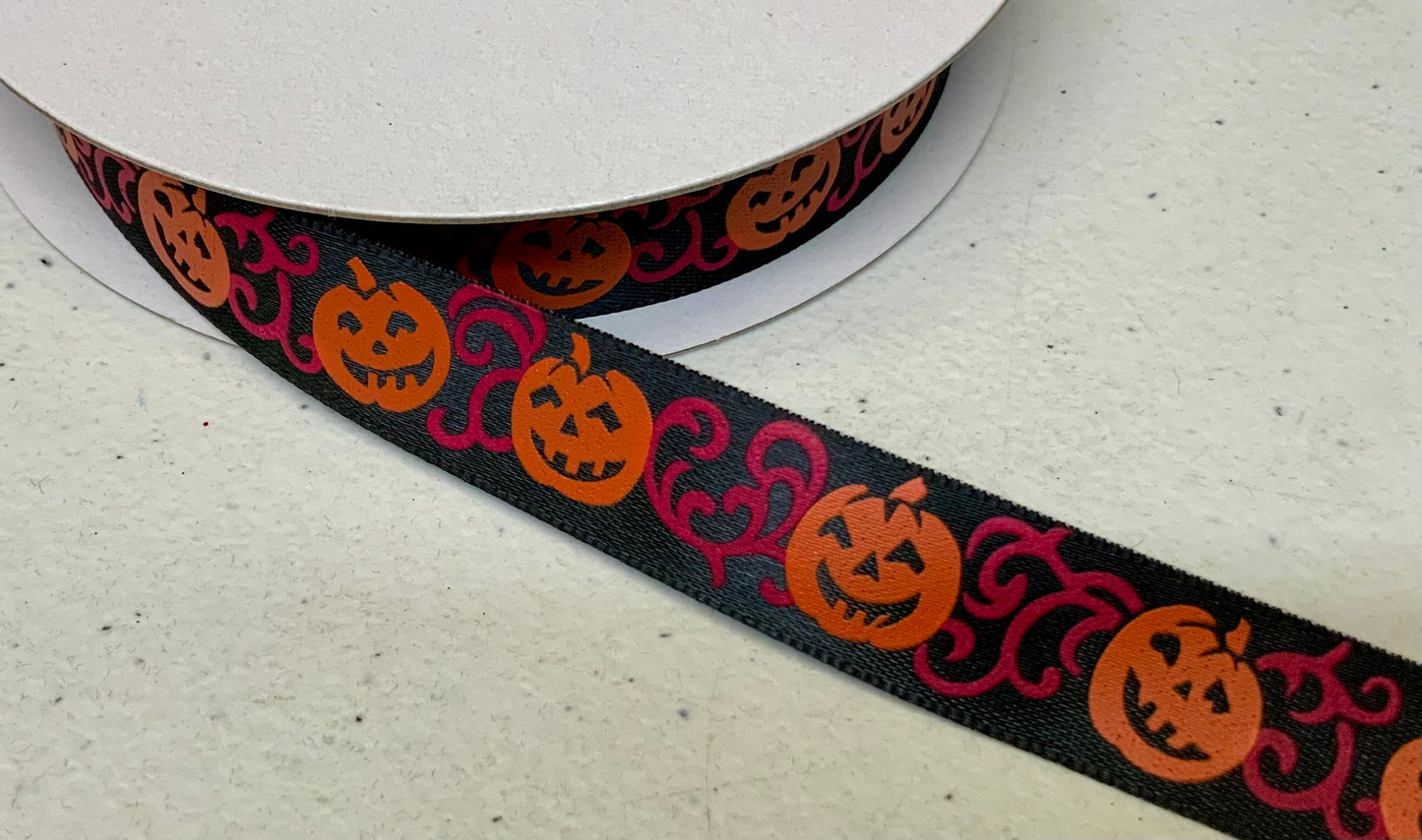 Jack o Lantern Swirl Halloween Ribbon-5/8”x10 Yards