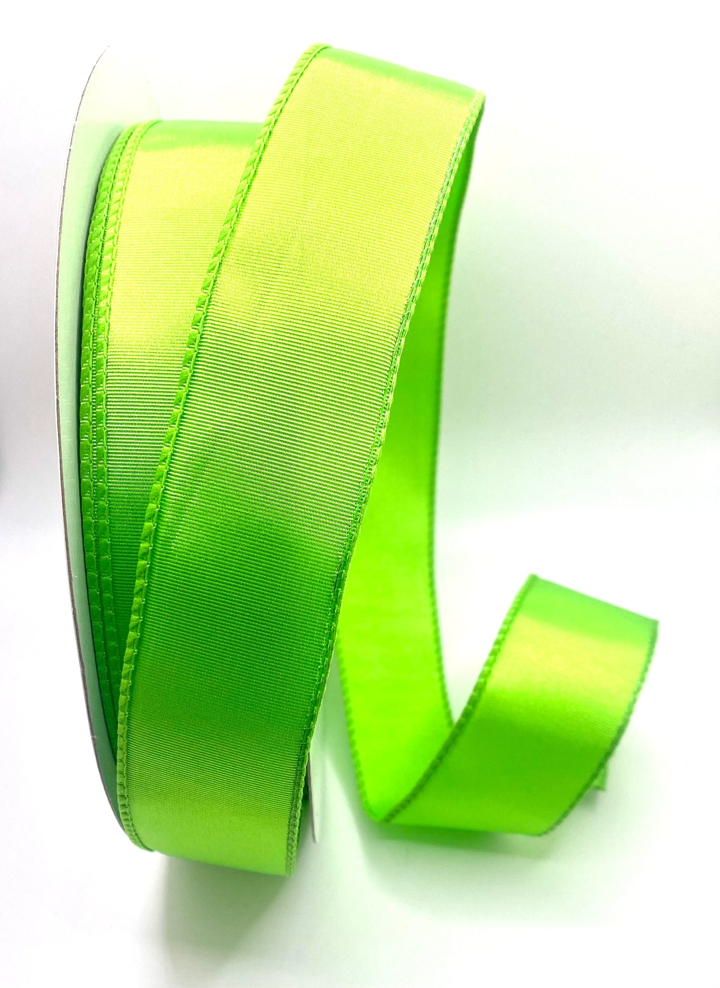 50 Yards - 1.5” Wired Lime Ribbed Satin Ribbon