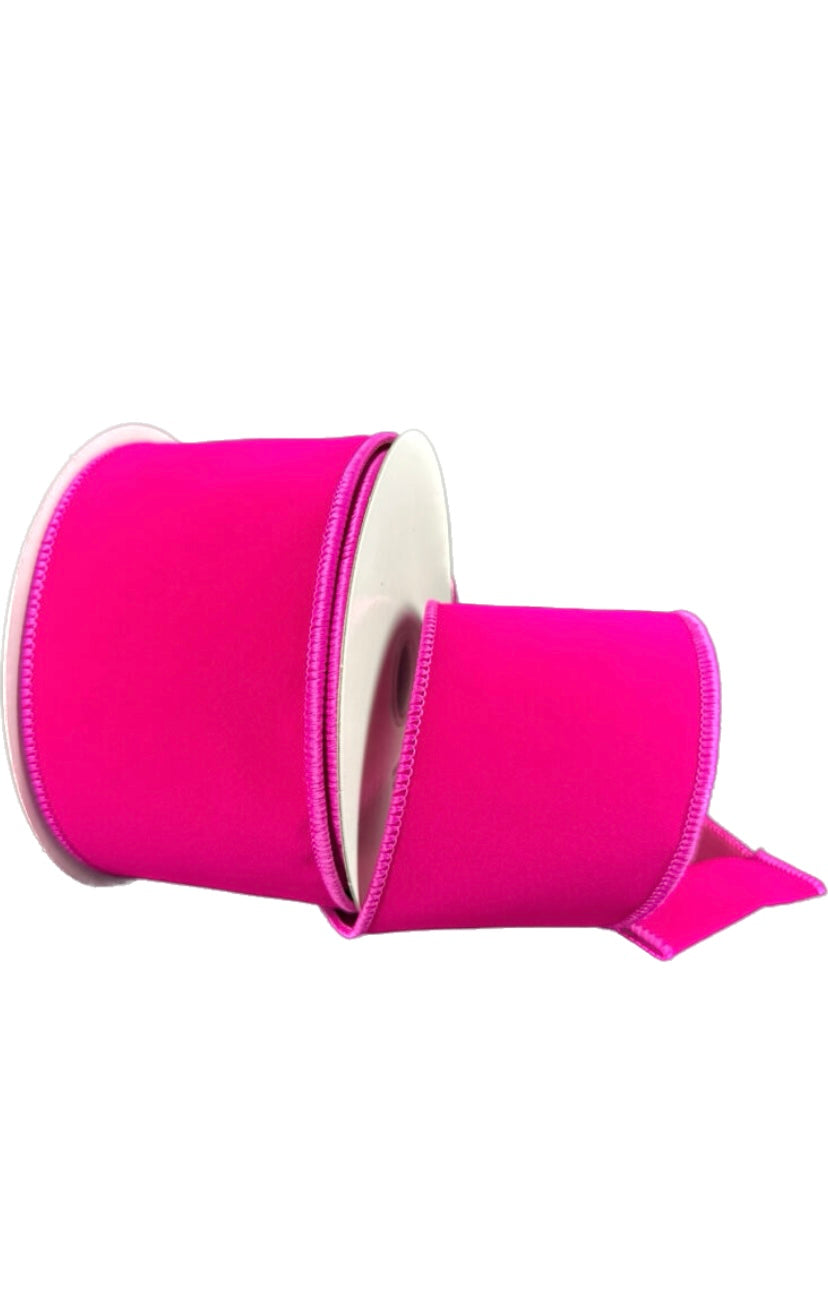 Wired Fuchsia Flat Velvet Ribbon-2.5”x10 Yards