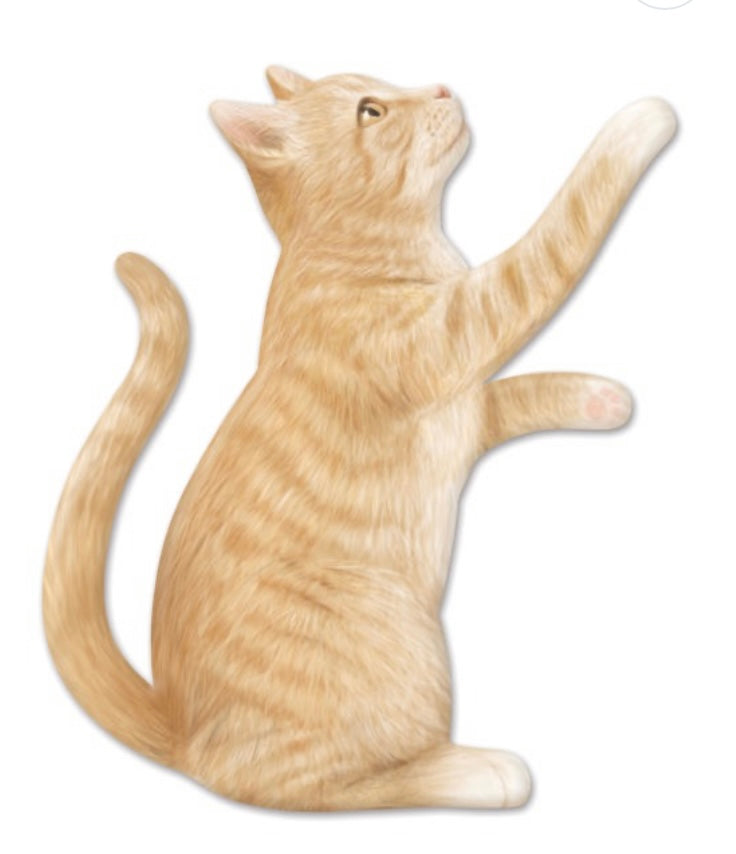 12”x10.5” Metal Embossed Pawing Cat Wreath Sign