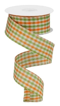 Wired Woven Gingham Check Ribbon- 1.5”x10 Yards