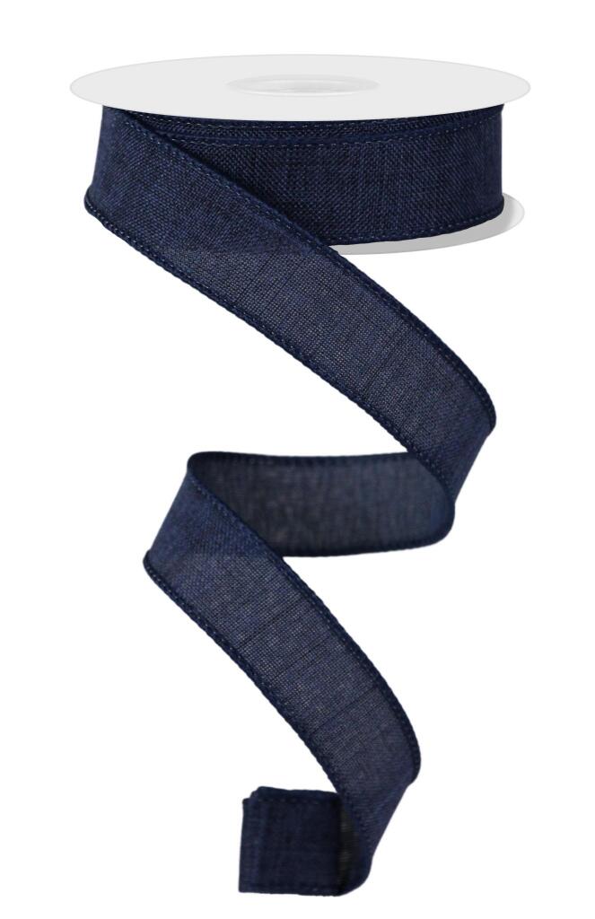 Wired Navy Blue Royal Burlap Ribbon-7/8”x10 Yards