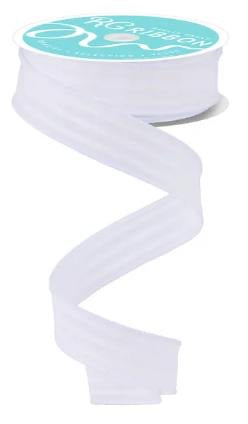 Wired White Vertical Stripe Glitter Accent Ribbon- 7/8”x10 Yards