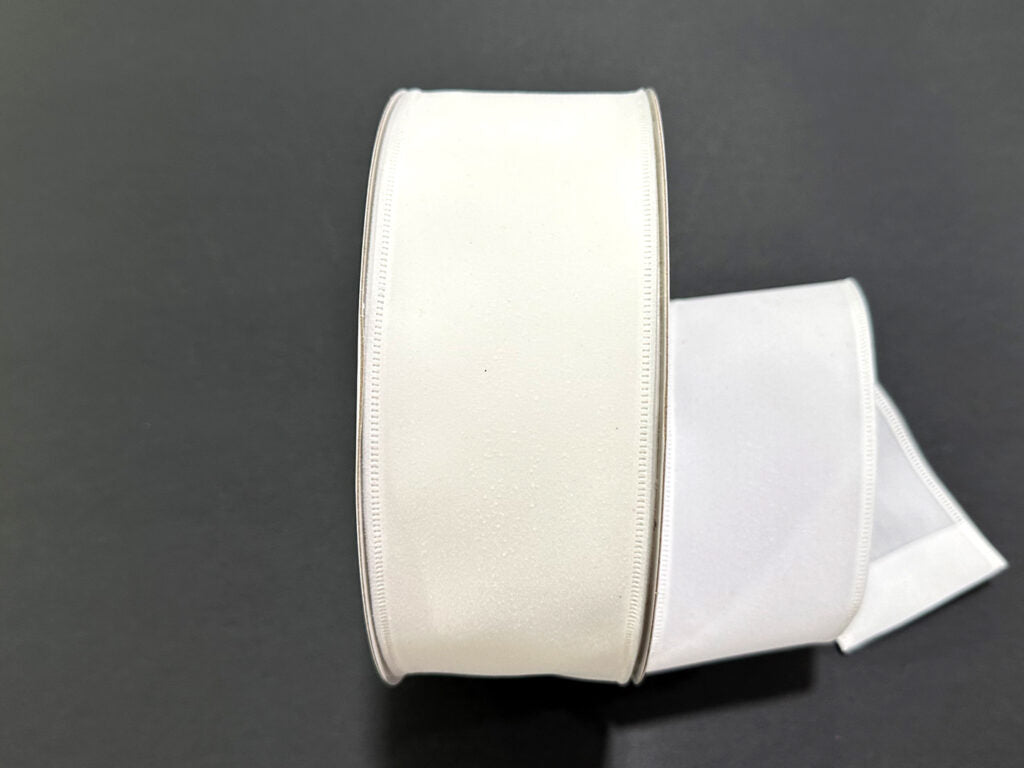 Wired Snow White Velvet Ribbon- 2.5”x50 Yards