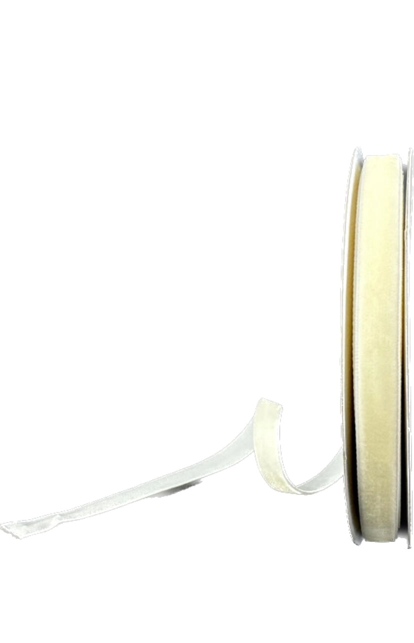 Cream Velvet Ribbon- 3/8”x10 Yards