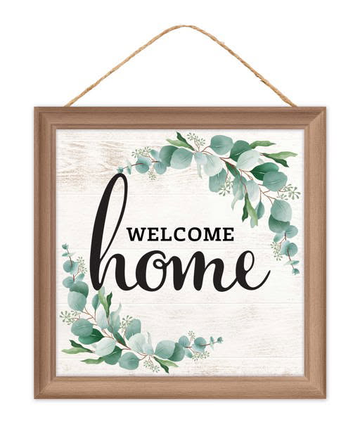 10” Square Welcome Home Wreath Sign