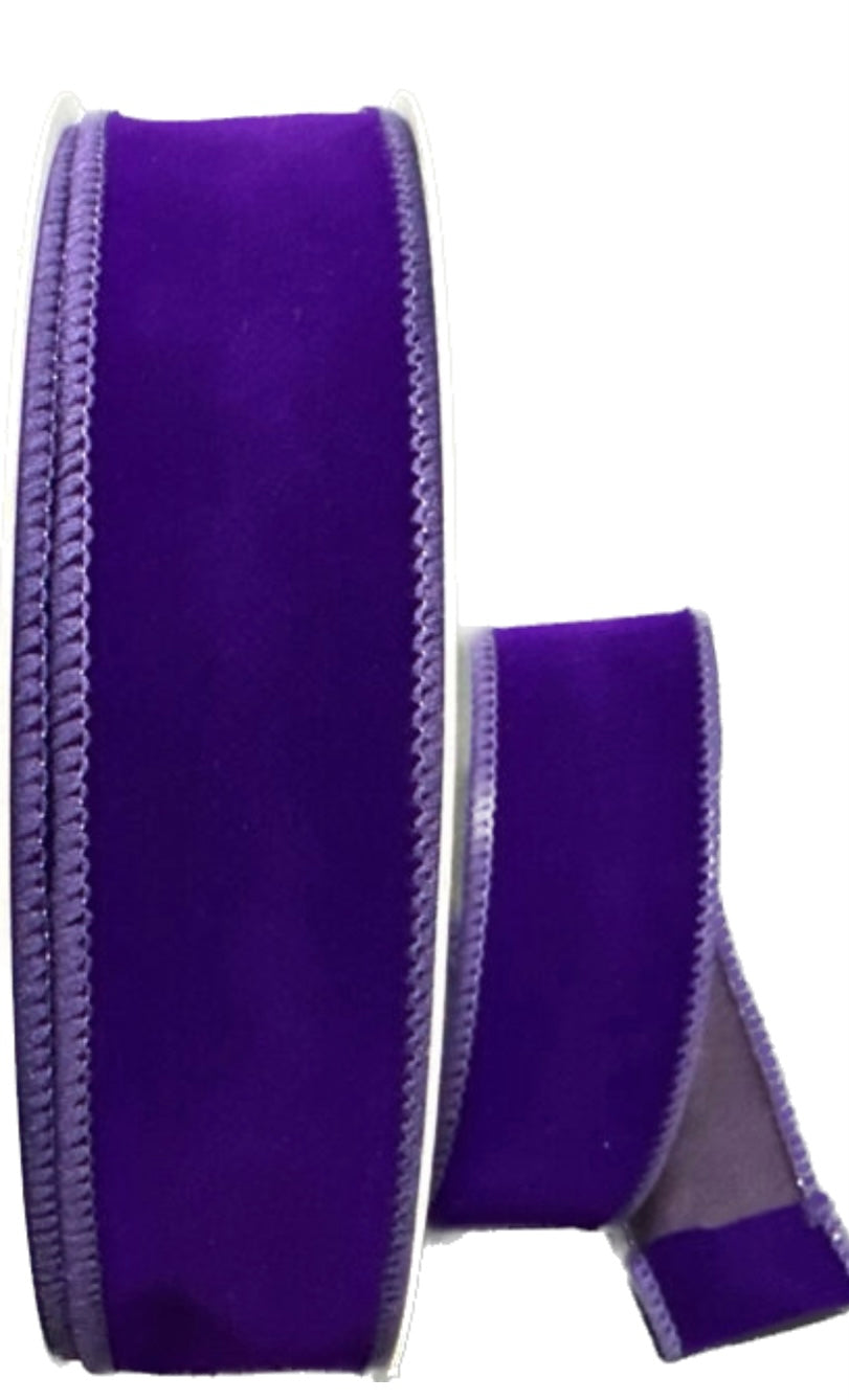 Wired Purple Velvet Ribbon- 1.5”x50 Yards