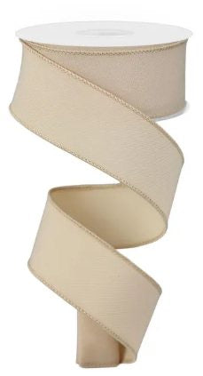 Wired Light Beige Solid Ribbon-1.5”x10 Yards