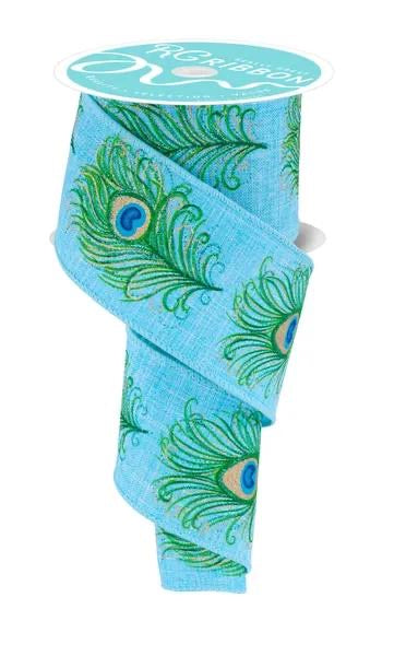 Wired Peacock Ribbon- 2.5”x10 Yards