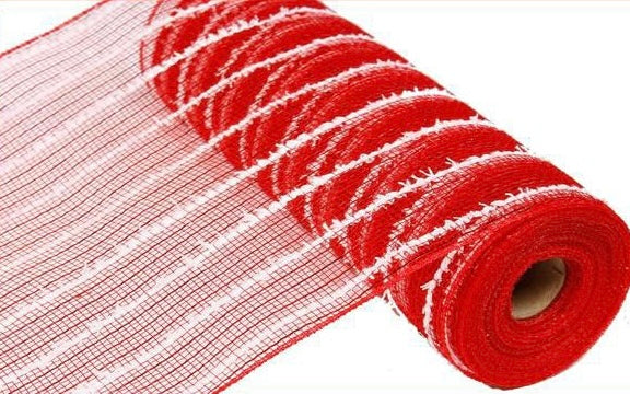 Red with White Stripe Snowdrift Mesh- 10.5”x10 Yards