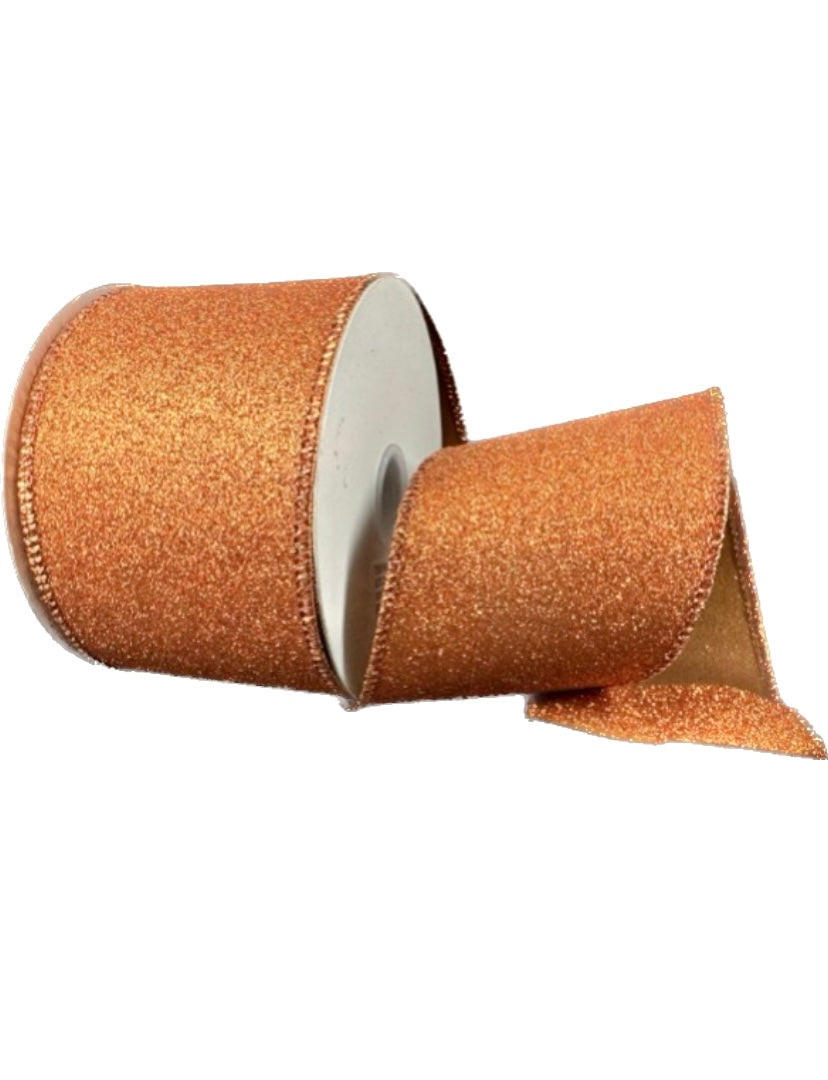 Wired Orange Glitter Ribbon- 2.5”x10 Yards
