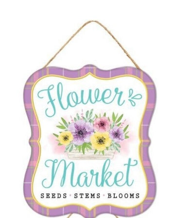 7”x6” Metal Embossed Flower Market Tin Sign