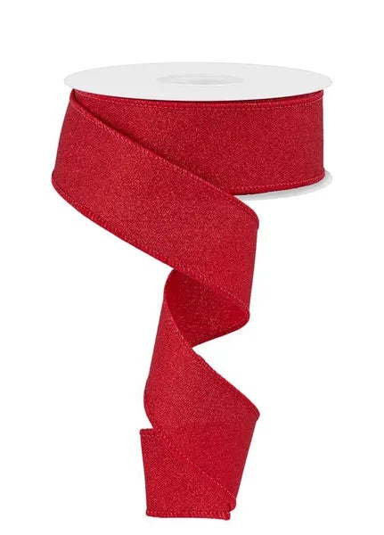 Wired Red Fine Glitter on Royal Ribbon- 1.5”x10 Yards