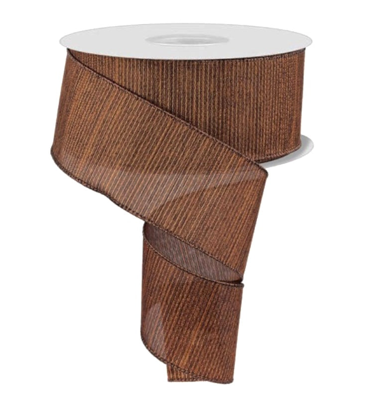 50 Yards - 2.5” Wired Dark Chocolate Woven Metallic Ribbon