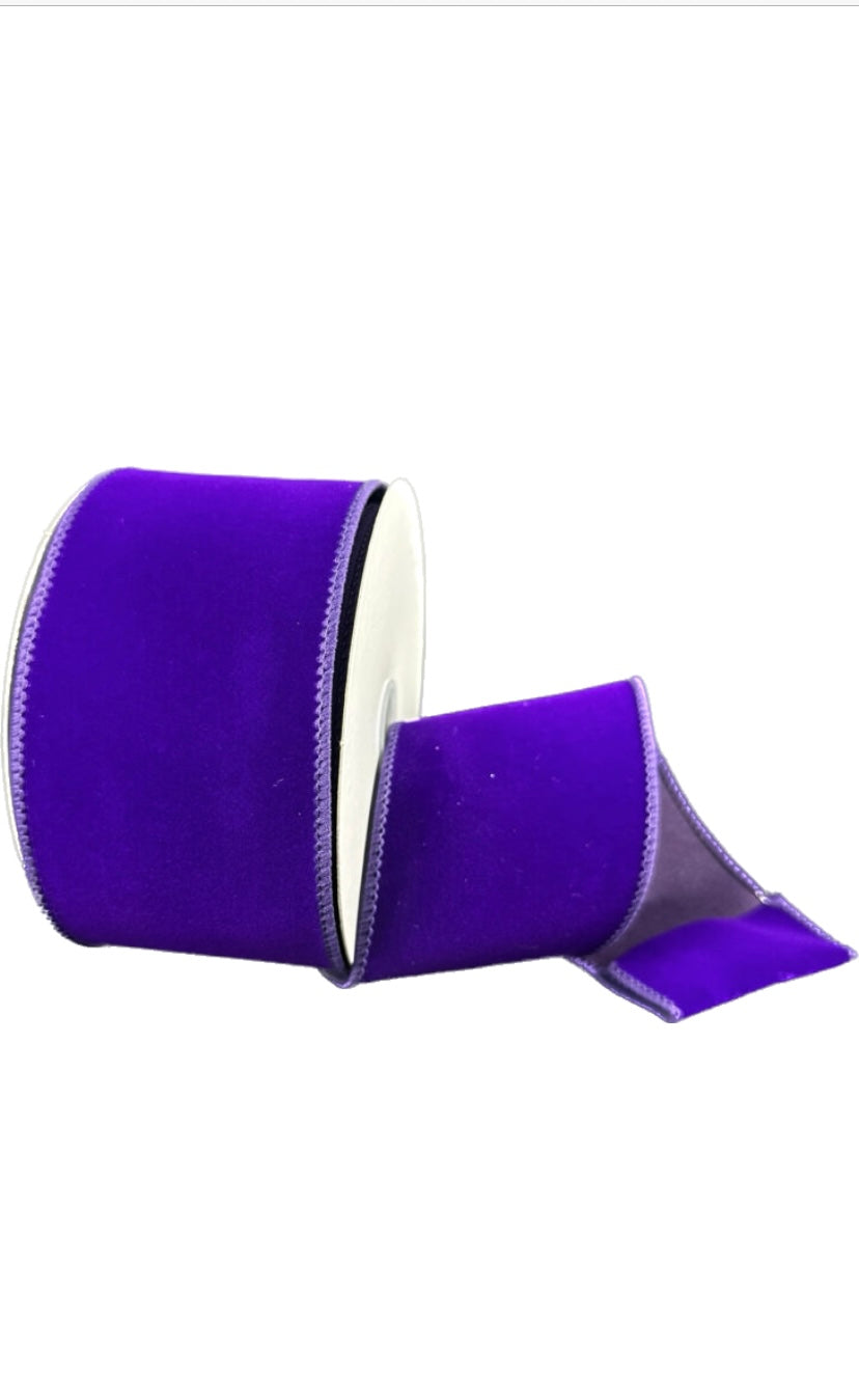 Wired Purple Flat Velvet Ribbon-2.5”x10 Yards