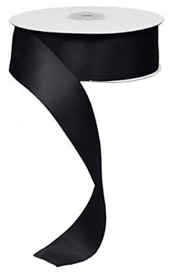 Wired Black Ribbed Satin Ribbon-1.5”x50 Yards