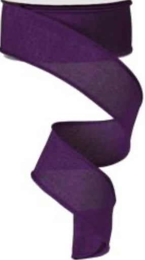 50 Yards - 1.5” Wired Dark Purple Linen Ribbon