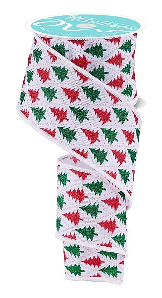 Wired Glitter Tree/Harlequin Ribbon-2.5”x10 Yards
