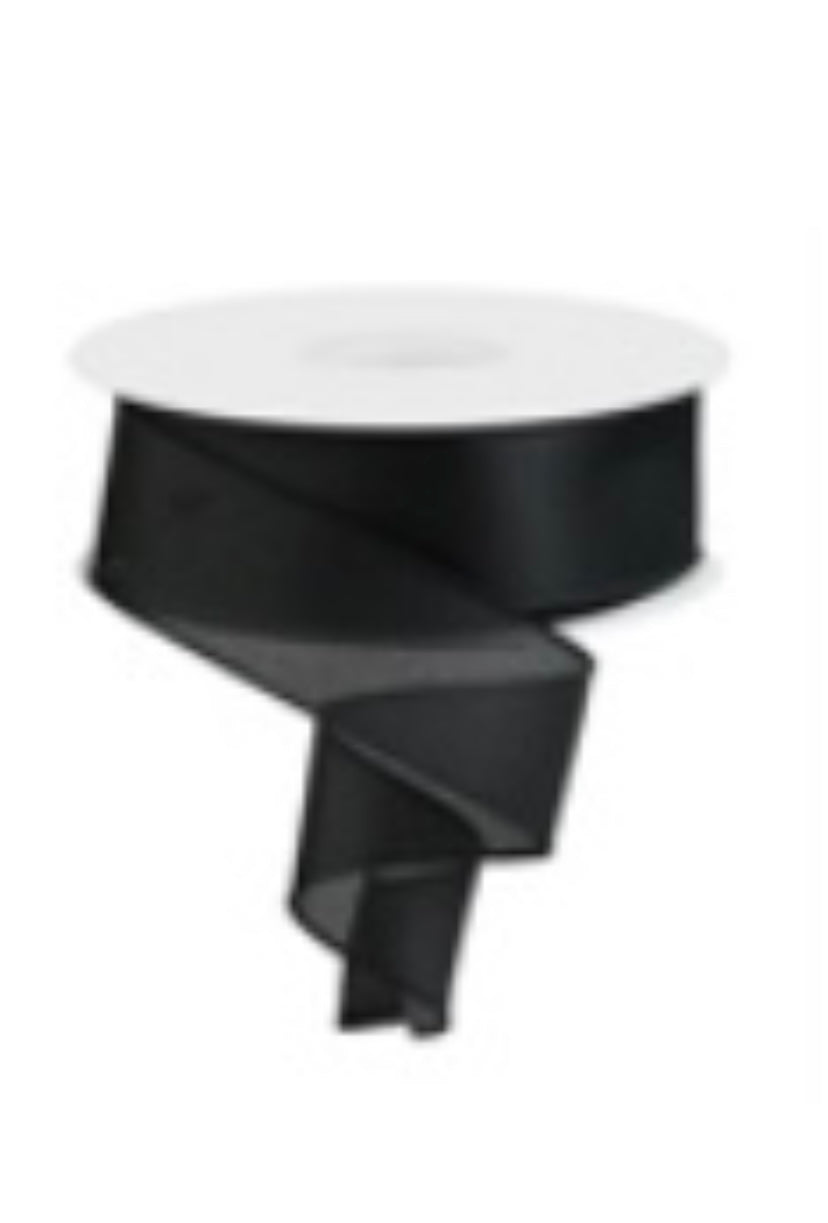 50 Yards - 2.5” Wired Black Linen Ribbon