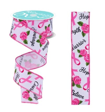 Wired Breast Cancer Support Ribbon-1.5”x10 Yards