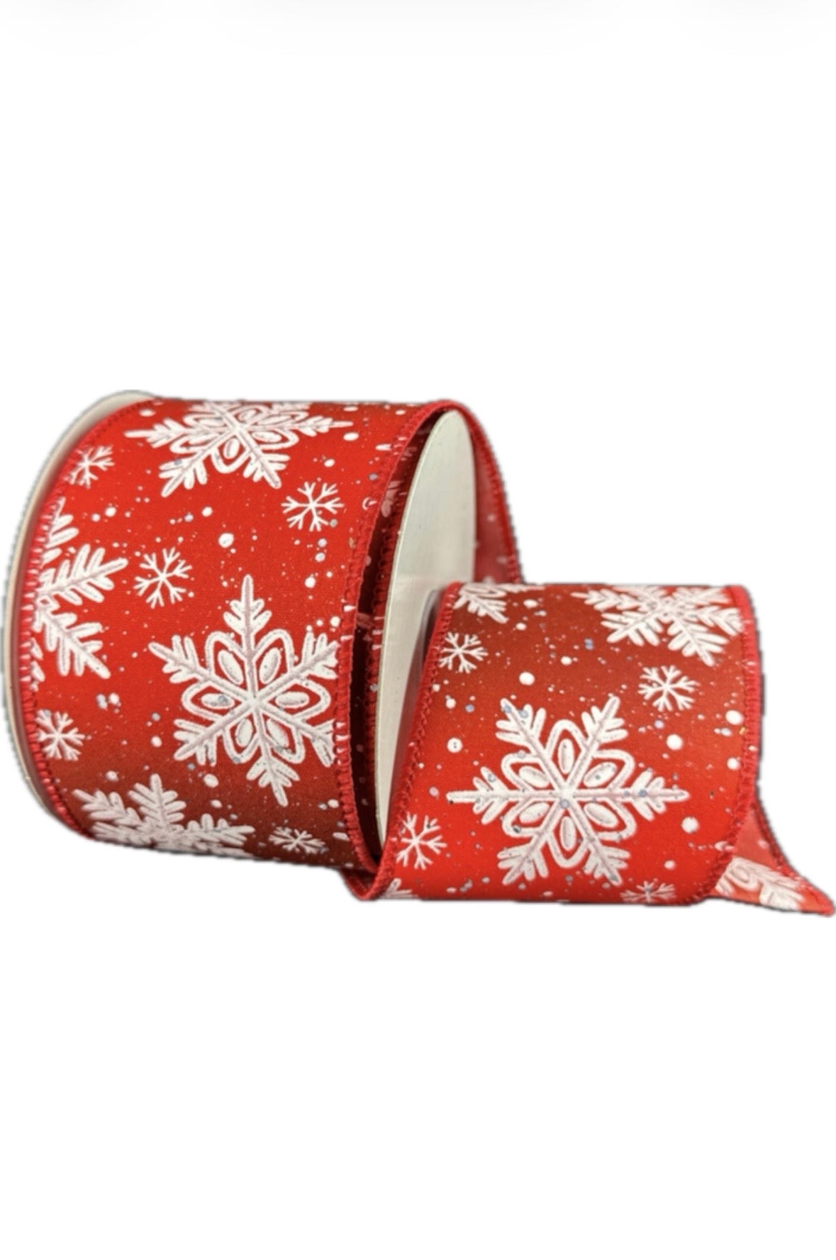 Wired Red Satin Ombre Snowflakes Ribbon-2.5”x10 Yards