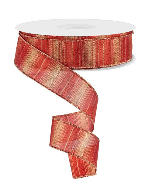 Wired Red, and Gold Woven Metallic Ribbon- 1.5”x50 Yards