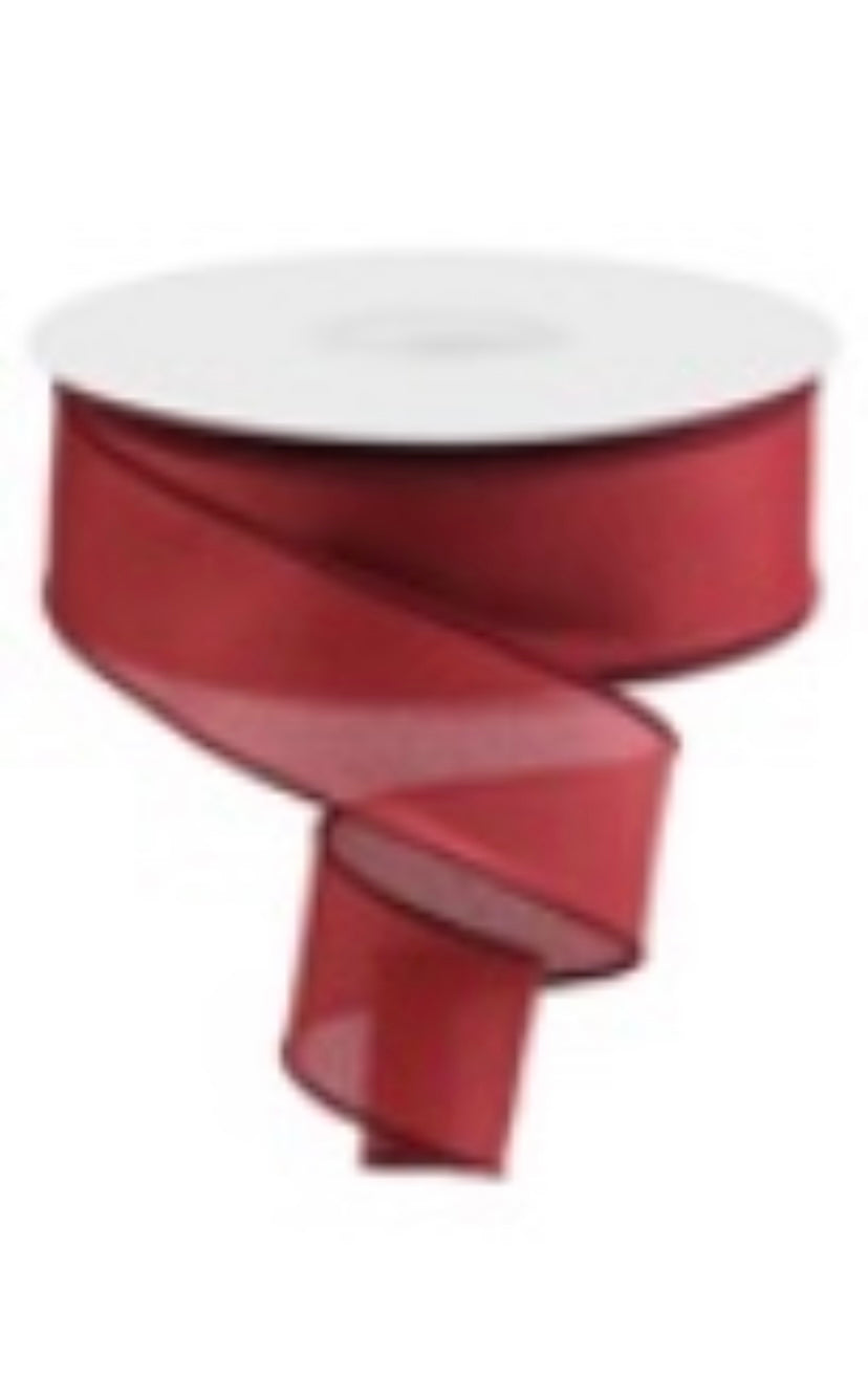 50 Yards - 2.5” Wired Dark Red Linen Ribbon